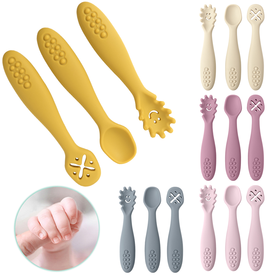 Baby Led Weaning Set - Cuillère fourchette en Silicone pour bébé,