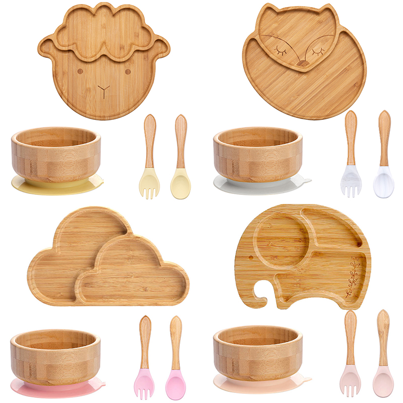 Baby Led Weaning Set - Vaisselle en bambou pour enfants, 4