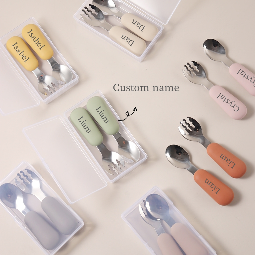 Baby Led Weaning Set - Ensemble de cuillères et fourchettes personnalisées
